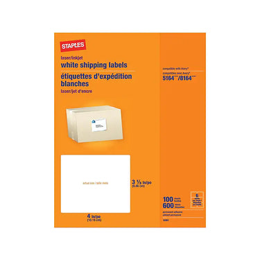 Staples Laser/Inkjet Shipping Labels, 3 1/3